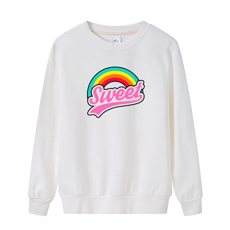 Kawaii Радуга печати с капюшоном женская осенняя и зимняя одежда Корейский модный симпатичный пуловер с длинными рукавами Топы для школьниц