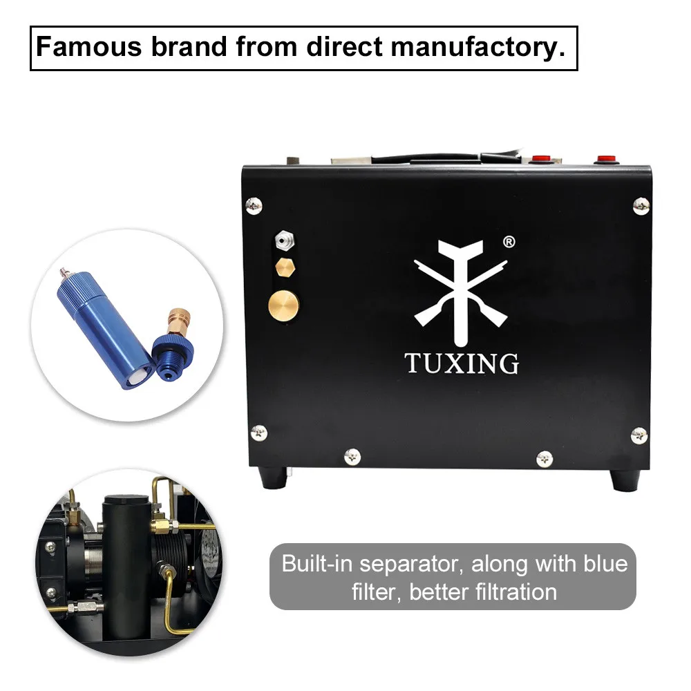 TUXING TXET062 4500Psi 300Bar 12V Pcp Air Compressor High Pressure Pump Portable Pump PCP Air Rifle Gun Pneumatic Inflator Tank