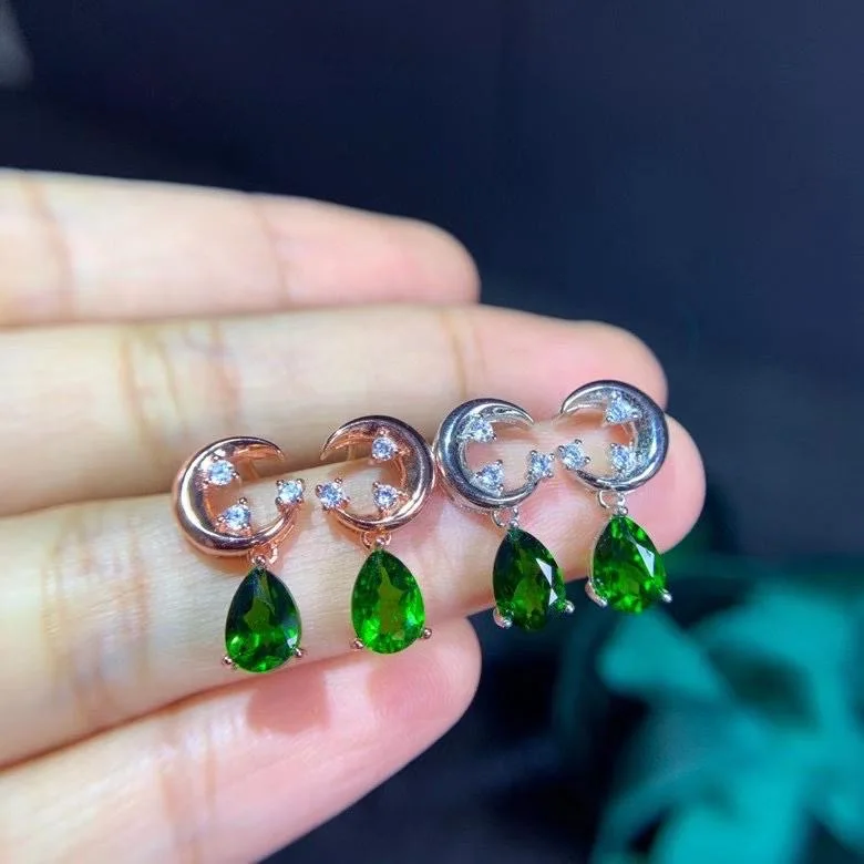 

Серьги в виде подсолнуха из чистого серебра 925 пробы с гальваническим покрытием из золота естественный диопсид пробы. Продвижение новых продаж