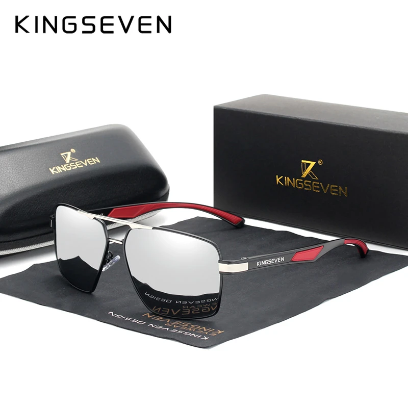 KINGSEVEN gafas de sol polarizadas de aluminio para lentes de sol con revestimiento de espejo, de marca, diseño rojo, 7719|De los hombres gafas de sol| - AliExpress