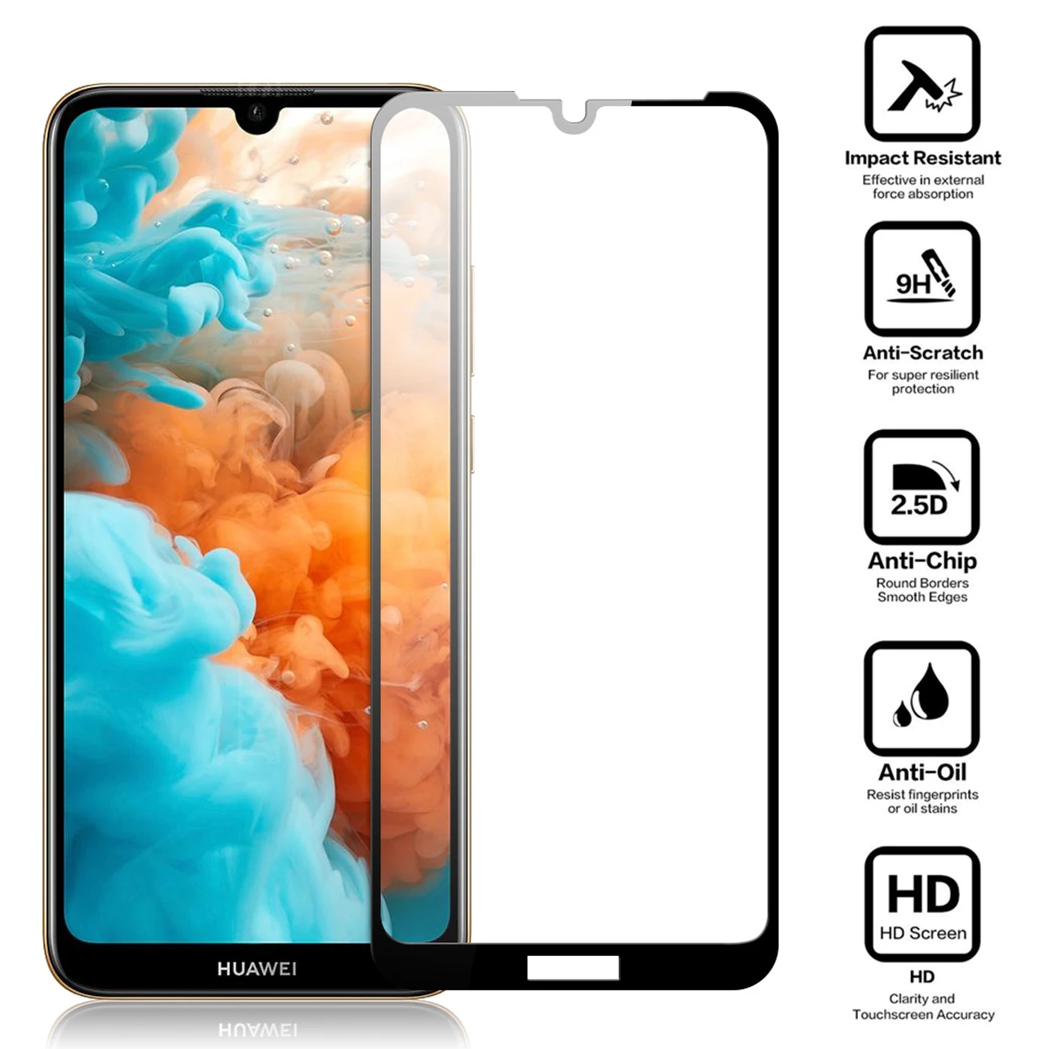 Защитное стекло для экрана из закаленного стекла Huawei Y6 Y7 Prime 2019 Pro 2018 Y9 Защитная