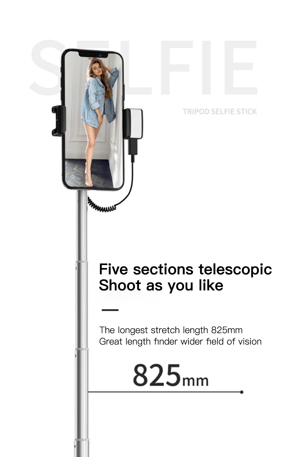 Benks New Wireless Bluetooth Selfie Stick Tripod Extendable With Shutter Button Remote Control Universal For iPhone 11 XR Xiaomi (14)