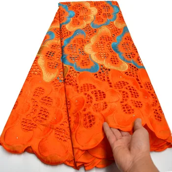 

beautiful oragne african swiss dry voile lace in switznerland dubai fabric african brocade lace cotton dry lace 5yards mv404