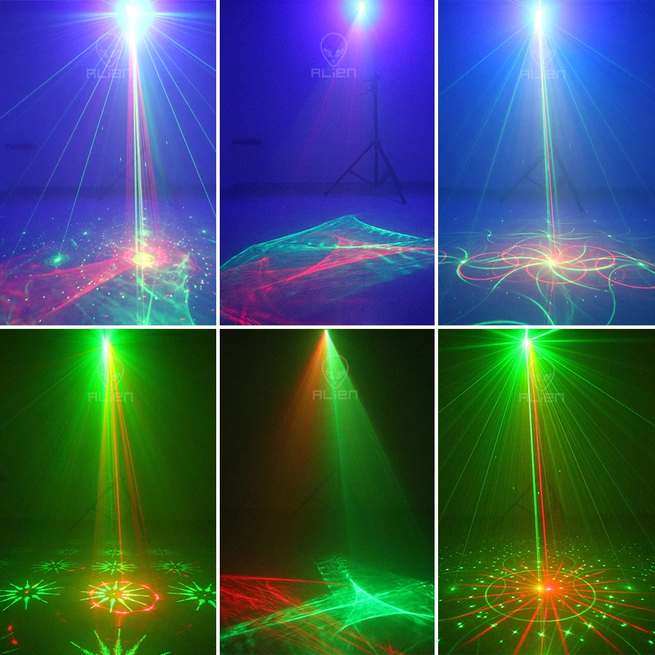 ALIEN 3IN1 60 Patterns Mini DJ Disco Laser Light Aurora Projector USB Rechargeable LED Stage Lighting Effect Party Holiday Xmas