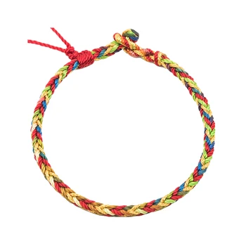 

Five Colors Tibetan Buddhist Handmade Knots Lucky Rope Bracelet Prayer Blessing Protective Amulet to Elders Children Men Women
