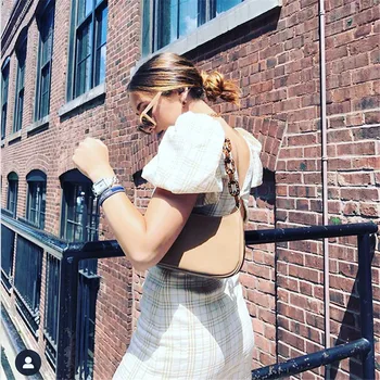 

Fashion Crocodile Leather Women's Handbags Acrylic Circle Shoulder Bag Zipper Baguette Shape Purse Pouch Lady Mini Messenger Bag