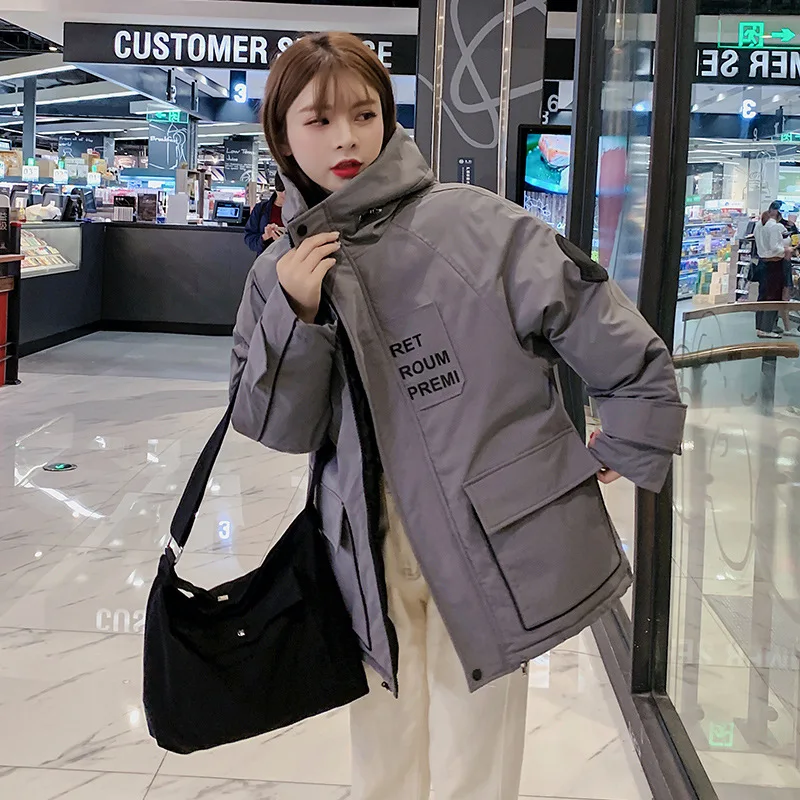 

Zhang Dayi Online Celebrity Style down Jacket Cotton-padded Clothes WOMEN'S Dress New Style Printed Letter Students INS Workwear