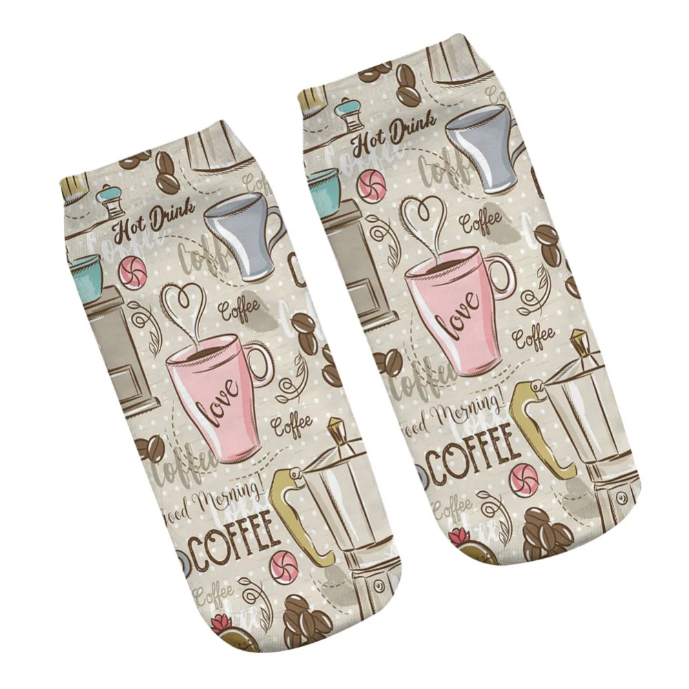 1 пар/упак. разноцветные забавные носки для девочек с принтом «Love coffee», Повседневные Носки с рисунком «Happy», носки унисекс с низким вырезом, рождественские носки