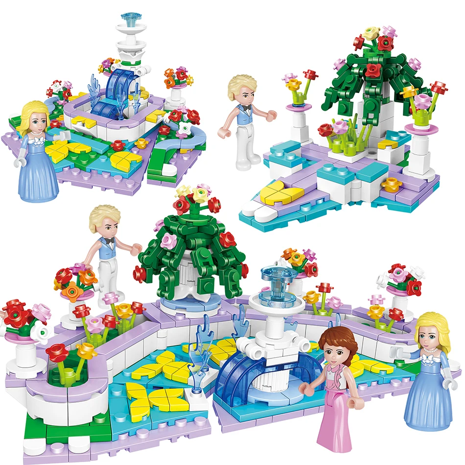 

391+pcs Princess Garden Fountain Friends Building Blocks Toys Compatible Legoed City Bricks Set Educational Toys For Children
