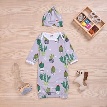 

Newborn Baby Set 0-2T Soft Printing Blankets Swaddling Infant Sleeping Bag And Hat Kids Two-piece Outfit Set