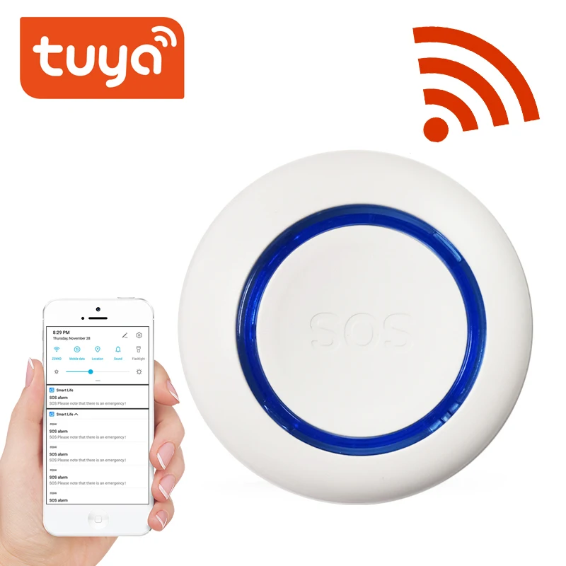Умная кнопка SOS Tuya с Wi-Fi встроенный аккумулятор будильник для пожилых/беременных