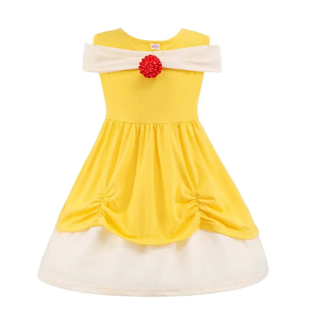 Нарядная одежда для маленьких девочек Белоснежка платье принцессы Белл Жасмин Принцесса Елена Мулан Мерида платья на день рождения праздничные платья - Цвет: Dress Only