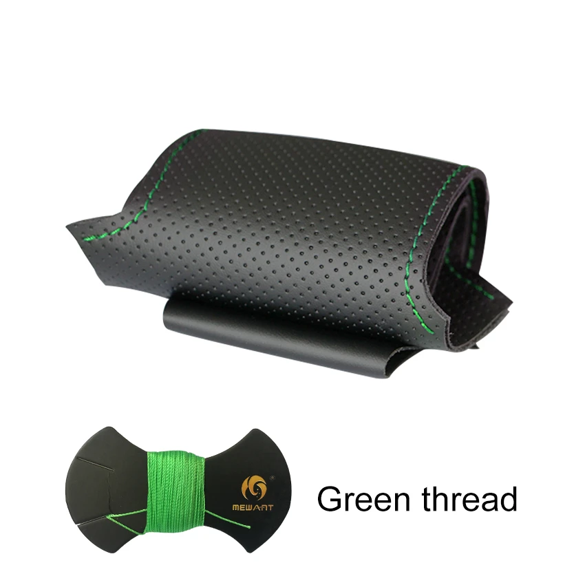 MEWANT черный натуральная кожа ручной шитье обёрточная бумага чехол рулевого колеса автомобиля для BMW F10 F11(Touring) F07(GT) F12 F13 F06 F01 F02 - Название цвета: Green Thread