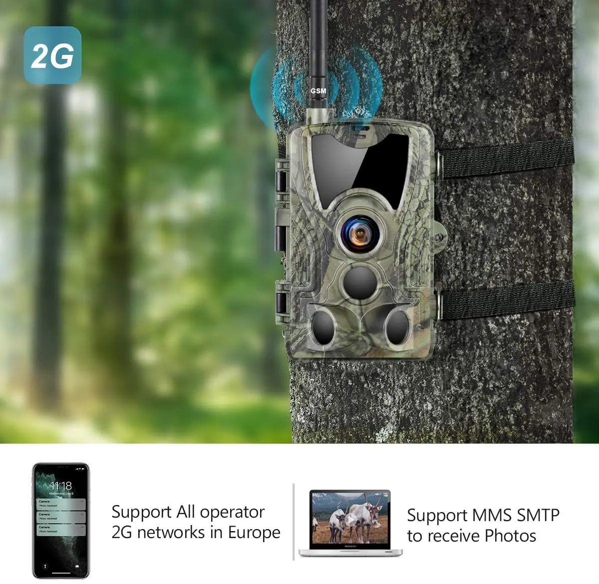 Камера для охоты Suntekcam HC801M, беспроводная инфракрасная камера с функцией ночного видения, 2G, MMS, SMS, GSM, 20 МП, 1080P, для наблюдения за дикой природой, охоты