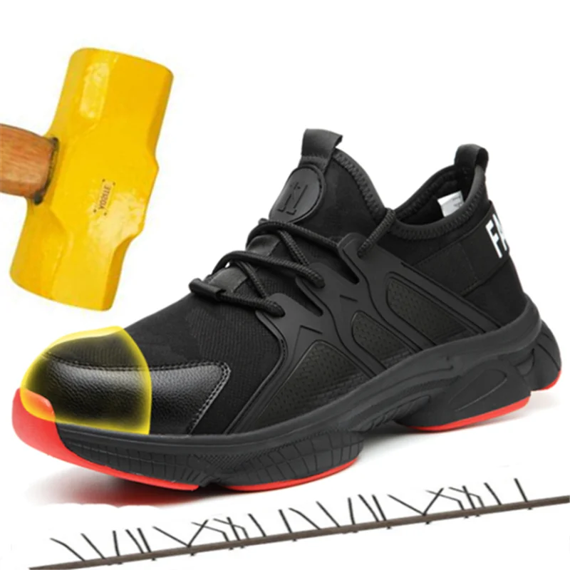 Осенние черные ботинки в стиле ретро, Мужская Рабочая защитная обувь со стальным носком, небьющиеся носки, высокие водонепроницаемые Дизайнерские кроссовки - Цвет: wsl- 2