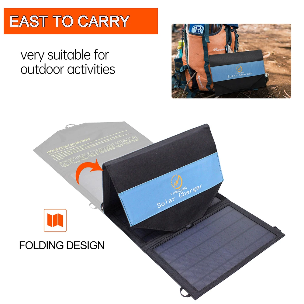 acampamento dobrável painel solar para o telefone carga power bank