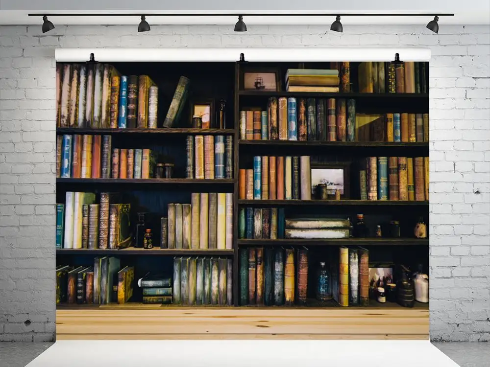 VinylBDS 10x10ft Ретро школьная библиотека исследование книжная полка сцена дети