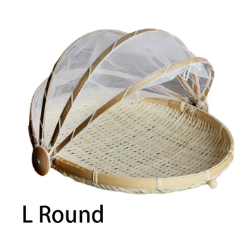 

Multi Use Mesh Cover Food Dome Bamboo Serving Food Tent Basket Fruit Basket Kitchen Storage Antimoth