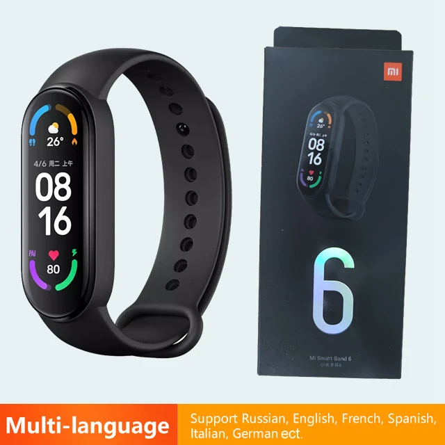 Original Xiaomi Mi Band 6 Smart Bracelet Watch Mi Smart Band 6 Sports Fitness Tracker AMOLED Screen Blood Oxygen Monitor Mi6 