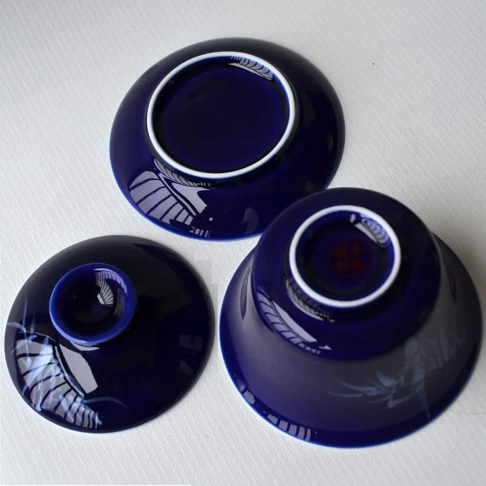 Чайные чашки Gaiwan 200 мл синие и белые фарфоровые Цзиндэчжэнь традиционный