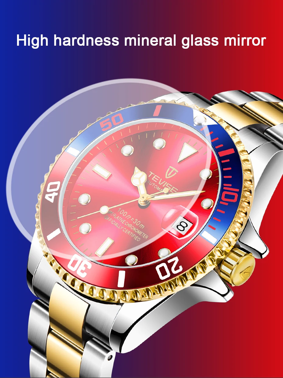 TEVISE Модные мужские кварцевые часы с календарем водонепроницаемые деловые мужские часы из нержавеющей стали ремешок мужские часы Подарки для мужчин