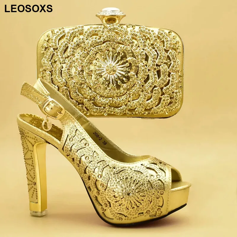 

Latest Italian Shoes and Bags To Match Shoes with Bag Set Decorated with Rhinestone Shoe and Bag Set New 2020 Women High Heels