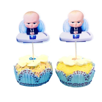 

24Pcs Boss Baby Cute Cartoon Little Boy Cupcake topper picks Kids Favors gifts Baby Shower Birthday Party Fruit Cake Decoration