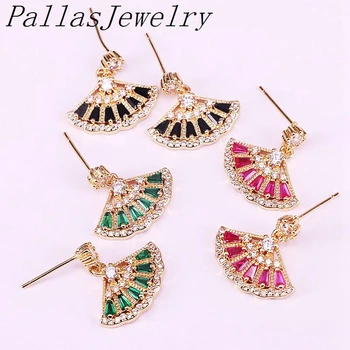 

10Pair Micro Pave Cubic Zirconia Cz Jewelry Earrings Gold Color Dangling Charm Earring For Women Lady