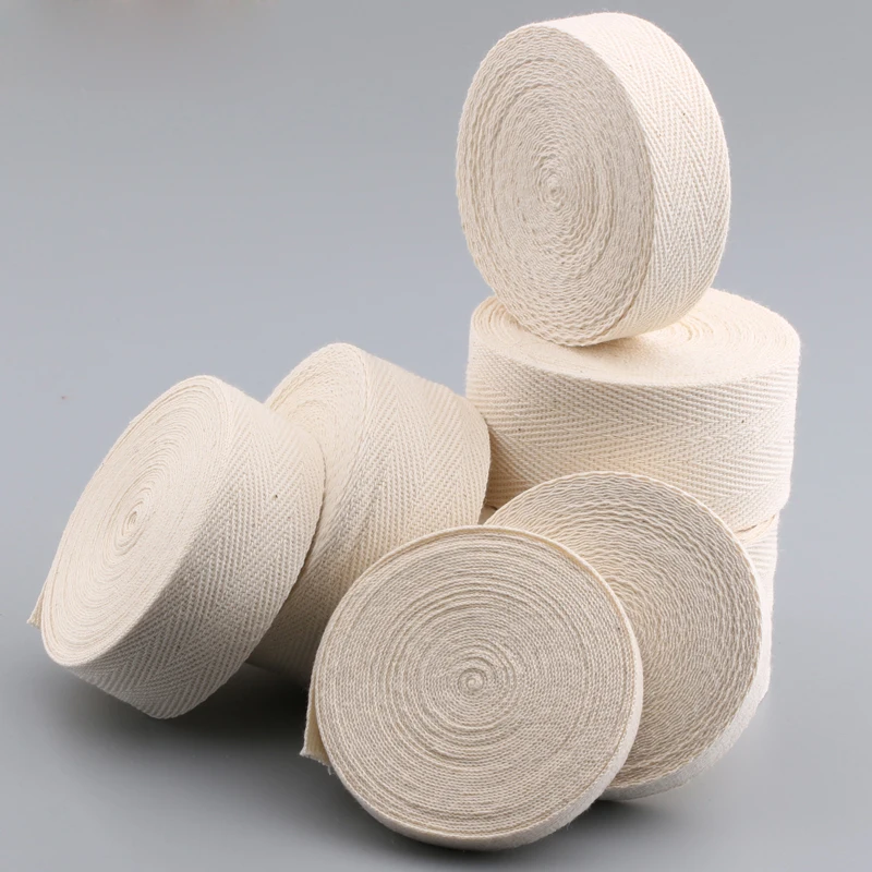 

New Beige Cotton Ribbon High Quality Edge Strip Hand Bandage Clothing Accessories Wide 1/1.5/2/2.5/3/3.5/4cm Length 22/50m