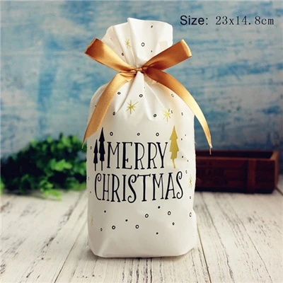10 шт Счастливого Рождества подарочные сумки дети мультфильм шнурок карман счастливый год Рождественская елка упаковочные мешки для конфет мешочки - Цвет: 10 pcs