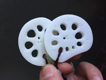 

Natural Jade Stone Hand Carved Lucky Pendant Charm Lotus Root Slices Pendant Feng Shui Lucky Amulet