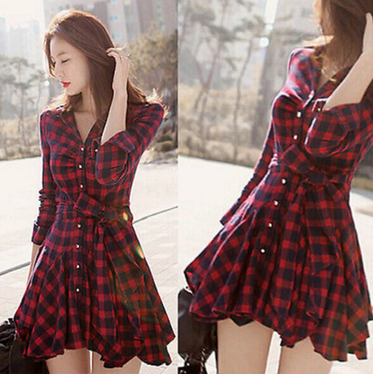 button down flannel dress