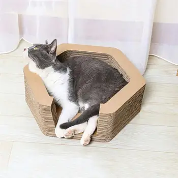 

Pet Cat Scratching Board Hexagon Cat Cat Scratch Pad Board Corrugated Paper Scratching Board Playing Toy For Home Pet Shop