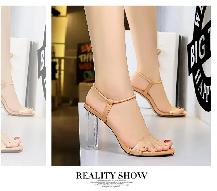 Sexy Women High Heels Transparent 9 5cm Heel Open Toe Women Sandals Hollow Clear Silver Nude Summer Female Shoes Big Size 34 43 High Heels Aliexpress