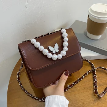 

Fashion Solid Color PU Shoulder Bags For Women Animal Prints Pearl Handbags Totes Female Casual Travel Crossbody Sling Pouch