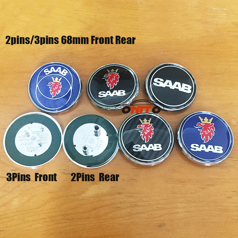 

Auto Accessories 2pcs/set 68mm front hood bonnet emblem rear Truck car styling for SAAB 9-3 Car logo Emblem Badge Sticker decals