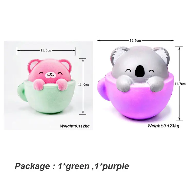 2 pcs Супер милая чашка Медвежонок мягкие игрушки Симпатичные ПУ Анти Стресс медленно поднимающийся сжимаются игрушки животных подарок для детей и украшения высокое качество - Цвет: 2 pcs