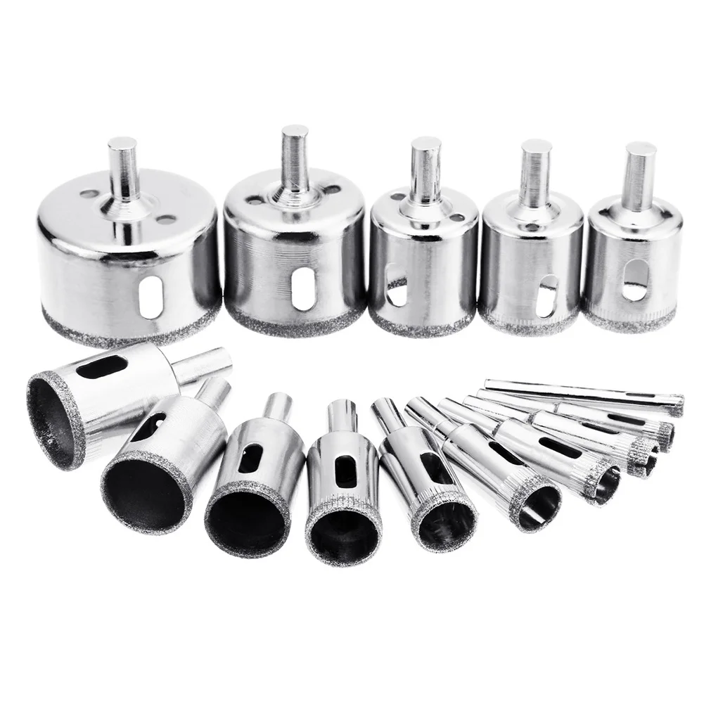 

15pcs/set Ceramic Flower Pots Hole Drilling Bit Set Hole Drill Bit Kit for Ceramic Diamond Glass Marble 6-50mm Drill Bit Tools