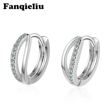 

Fanqieliu Birthday Gift 5A Zircon Earring Girl 925 Sterling Silver Hoop Earrings For Women Fine Crystal Earrings FQL20239