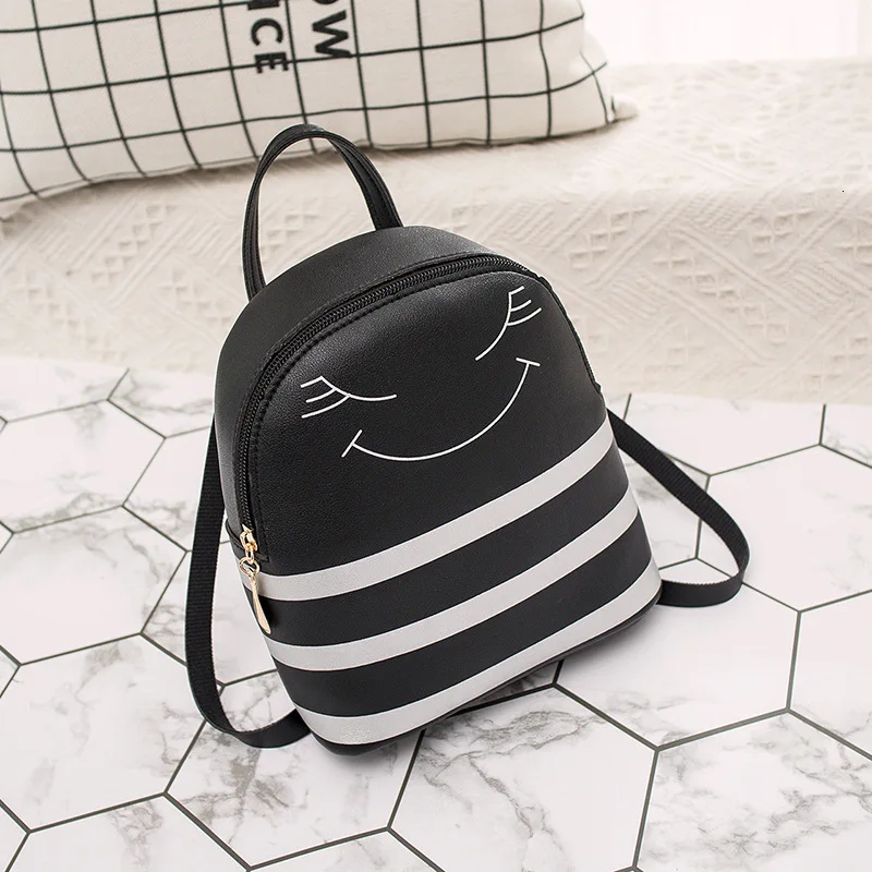 black Девушки Satchels характер наушники с «молнией» отверстие рюкзак Наплечные сумки Сумка для мобильных телефонов - Цвет: black
