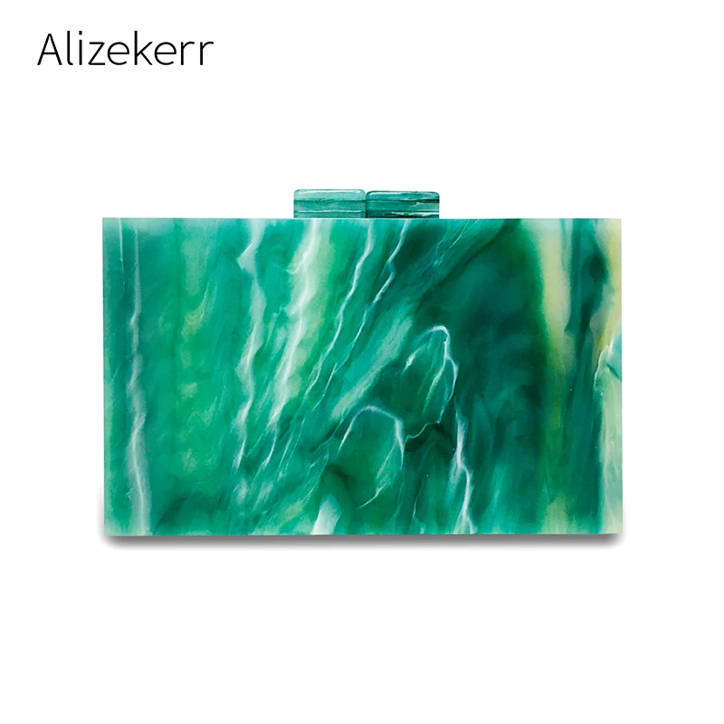 

Acrylic Box Evening Handbag Women Luxury Designer Small Stone Pattern Green Dinner Clutch Purse Female Party Shoulder Bag Wallet
