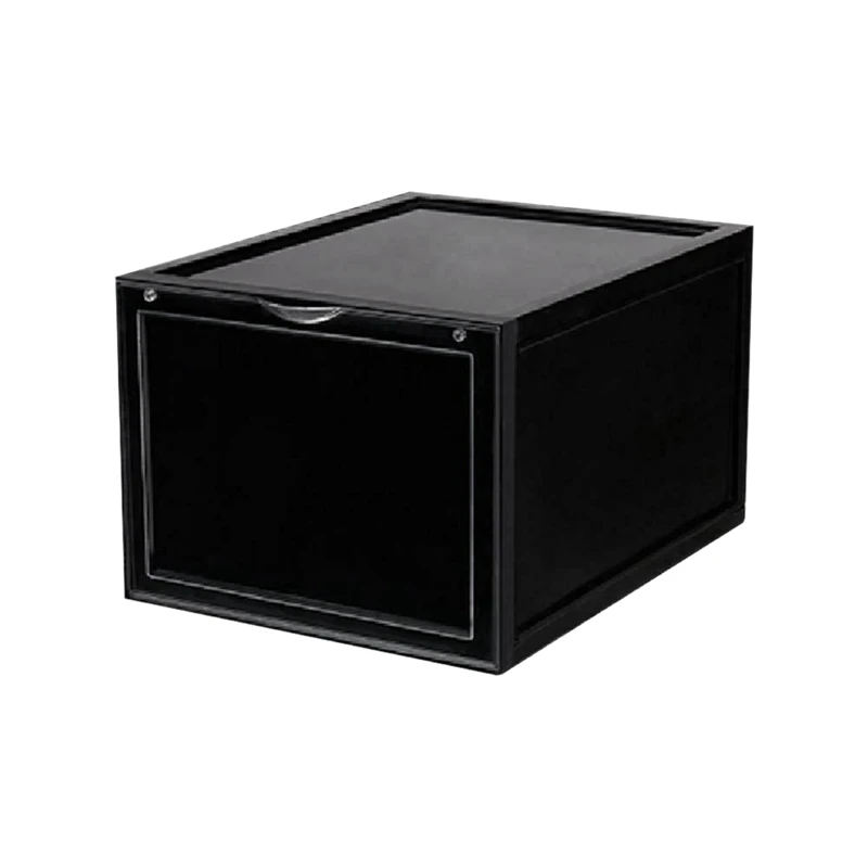 

Drop Front Entry Stackable Shoe Storage Box Bins Sneaker Boxes Organizer
