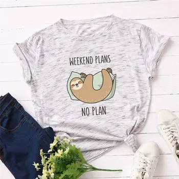 

Funny Sleepy Sloth Women T-shirt New Plus Size Animal Basic Tops Loose Cute Cartoon Tees Summer Cotton Print Female t shirt