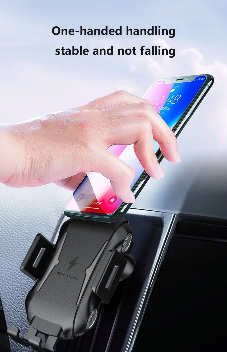 Беспроводное Автомобильное зарядное устройство Qi, Автоматическая Инфракрасная подставка с креплением на вентиляционное отверстие, автомобильный держатель для телефона, быстрое зарядное устройство 10 Вт для iPhone samsung S10 S9