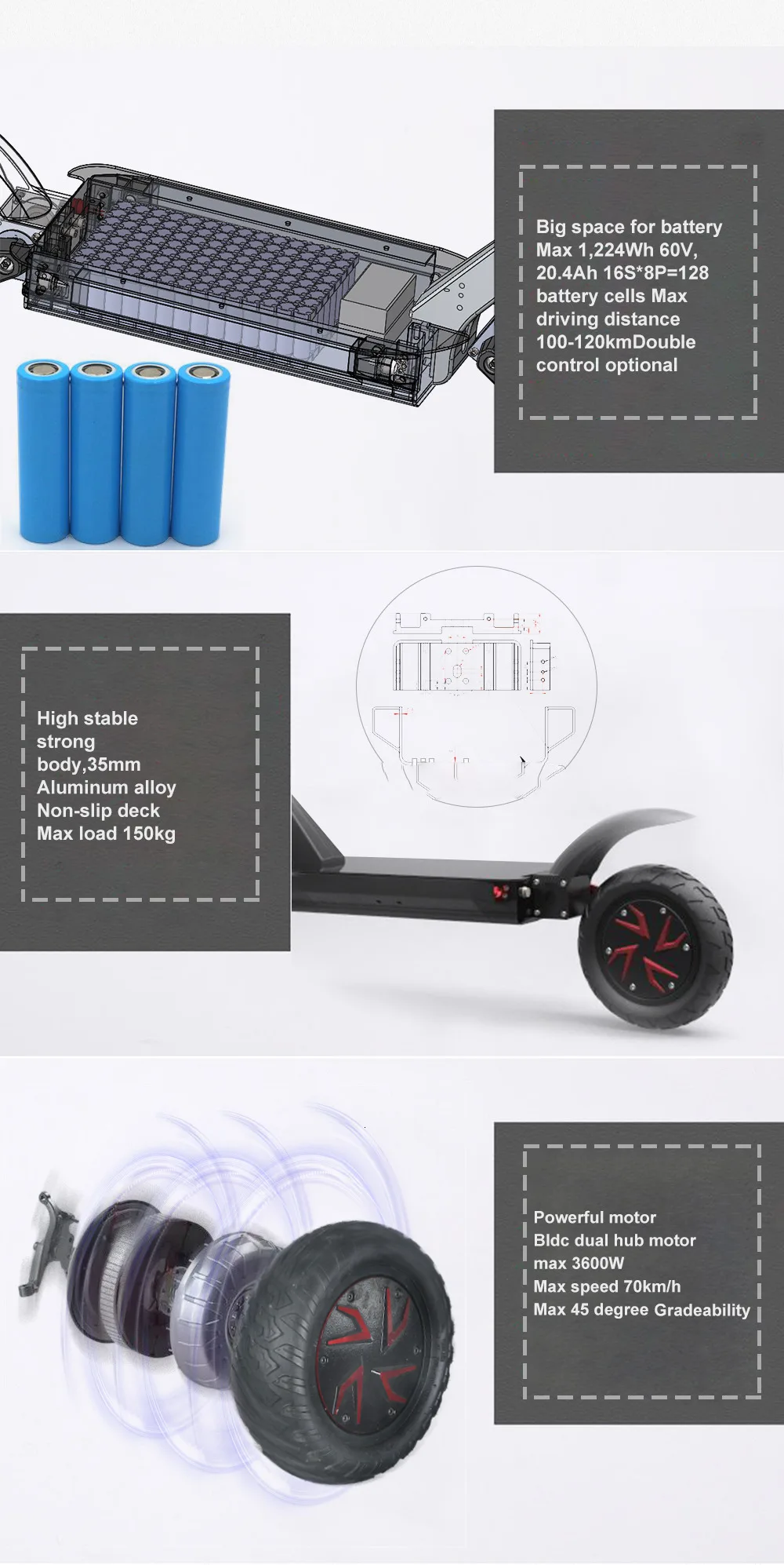 E4-9 2000W E-Scooter дорожные шины электрический скутер с сертификатом CE