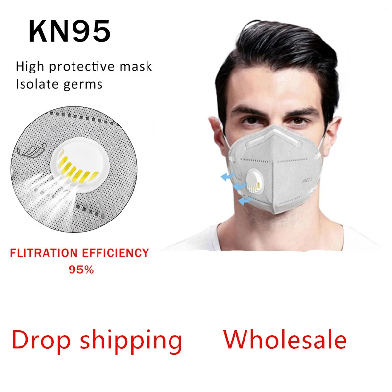 

Anti Dust KN95 Face Mask 6 layers Dust-Proof Smoke-Proof Face Mask with valve Activated Carbon Mask
