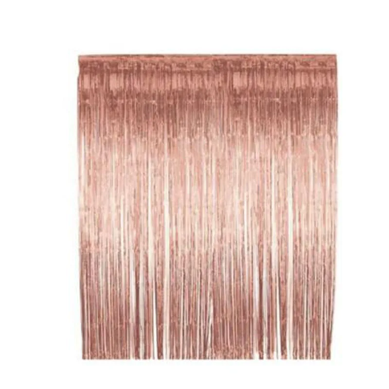 Rose Gold 1x2 м розовый Золотой Фольга занавес бахрома мишура гирлянды свадебный фон реквизит для фотосессии День Рождения украшения стены - Color: Rose Gold
