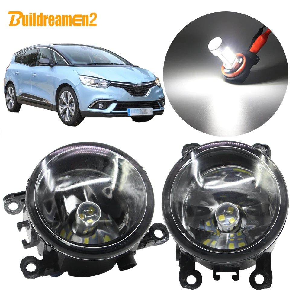 Buildreamen2 For Renault Grand Scenic II III 2004-2015 Car Accessories H11 Fog Light Lampshade + Lamp Daytime Running 12V | Автомобили и