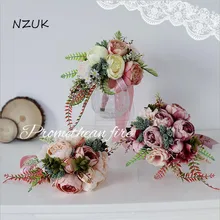 Свадебные цветы Свадебные букеты капли воды Водопад Букет невесты белый зеленый узел свадебные розы SPH016