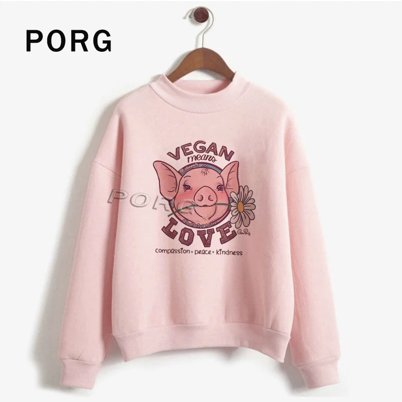 2019 Vegan женский розовый/белый Уличная Толстовка Harajuku женские толстовки Harajuku Kawaii Женская толстовка с капюшоном негабаритных
